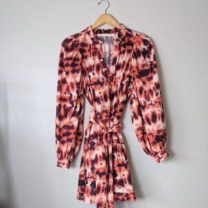 MARIE OLIVER XS Nella Puff Sleeve Ruffle Tiered Skirt Mini Dress